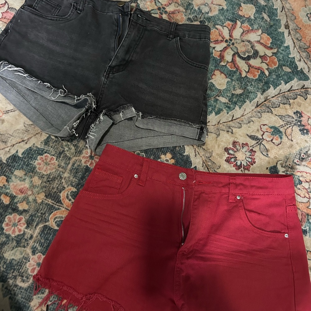 Stylish Red and Black Women's Shorts